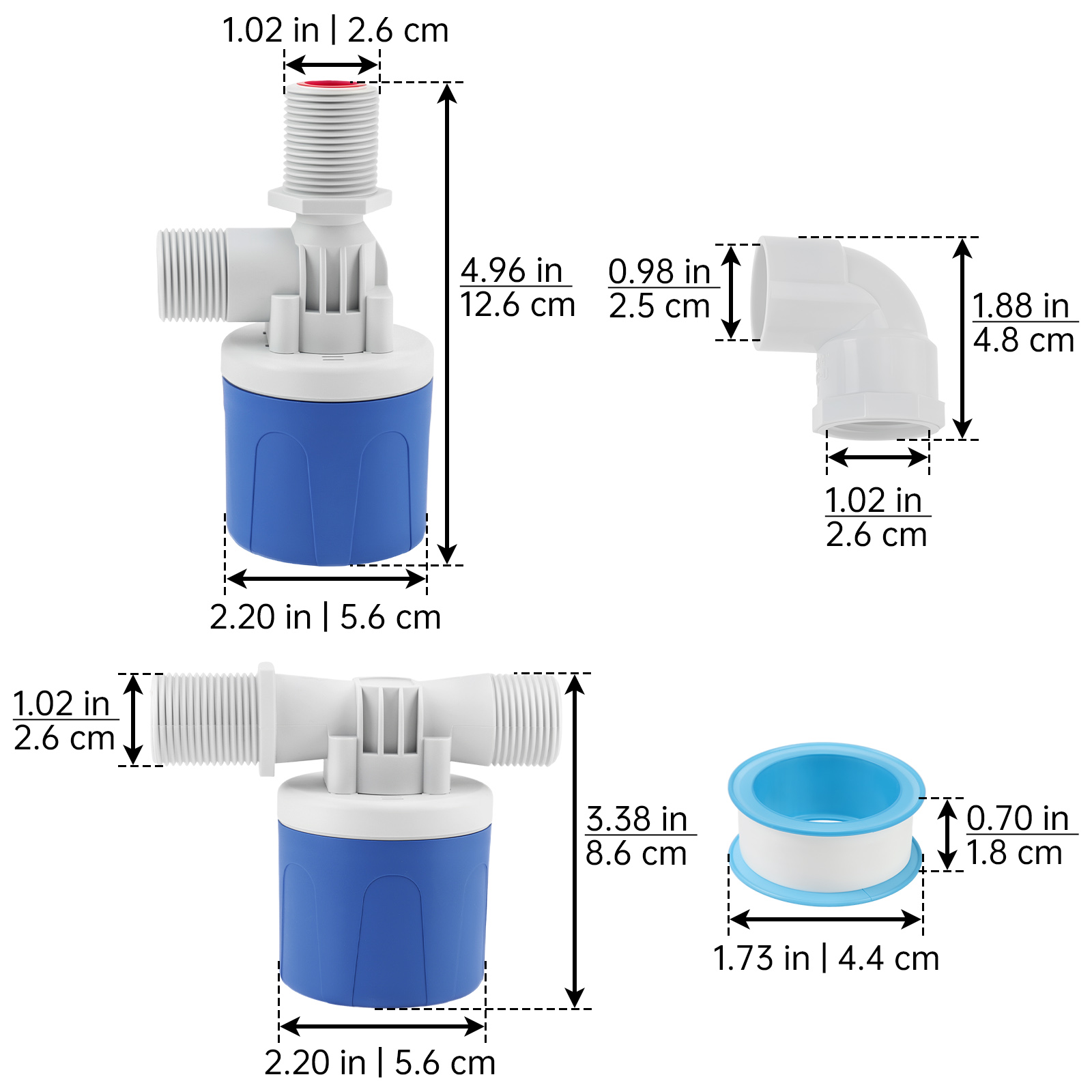 Livestock Water Trough Float Valve - 2 pièces, vanne flottante pour réservoir
